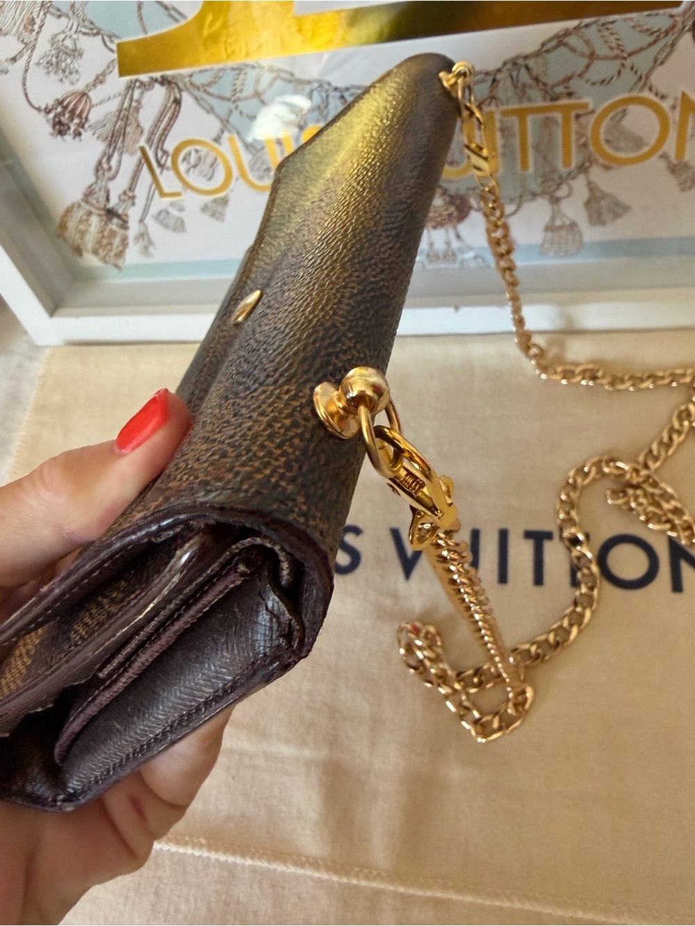 Louis Vuitton Damier Ebene Long Wallet on Chain - Picture 7 of 16
